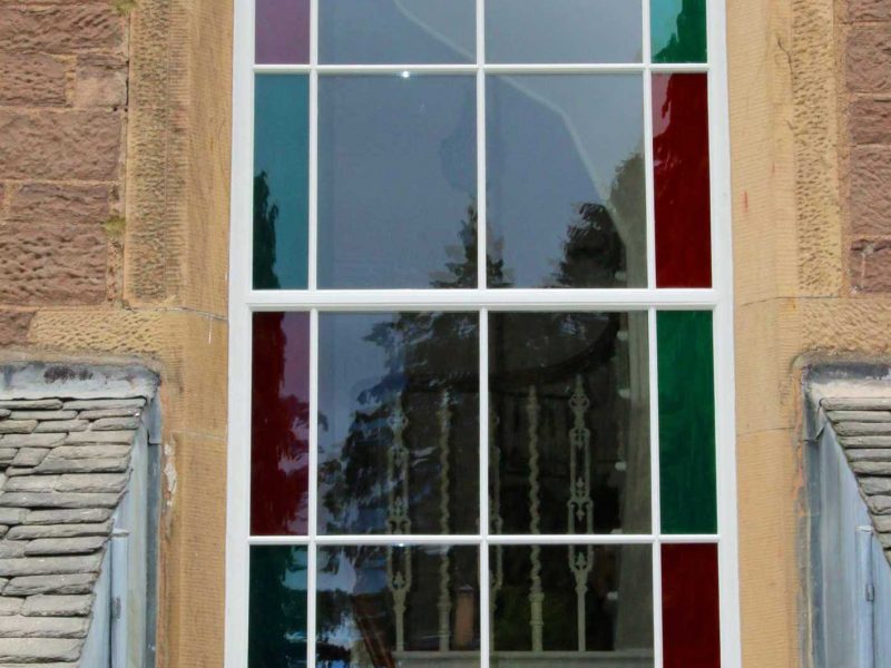Coloured glass vertical window