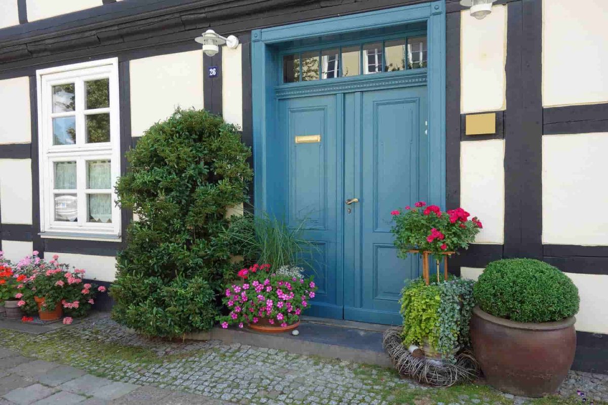 blue timber door Abedeen