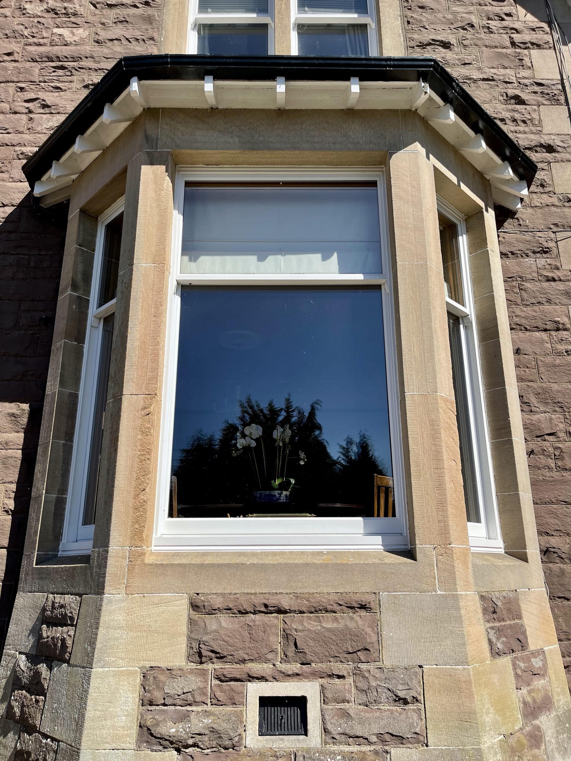 white timber window with sash horns installed by local timber windows supplier
